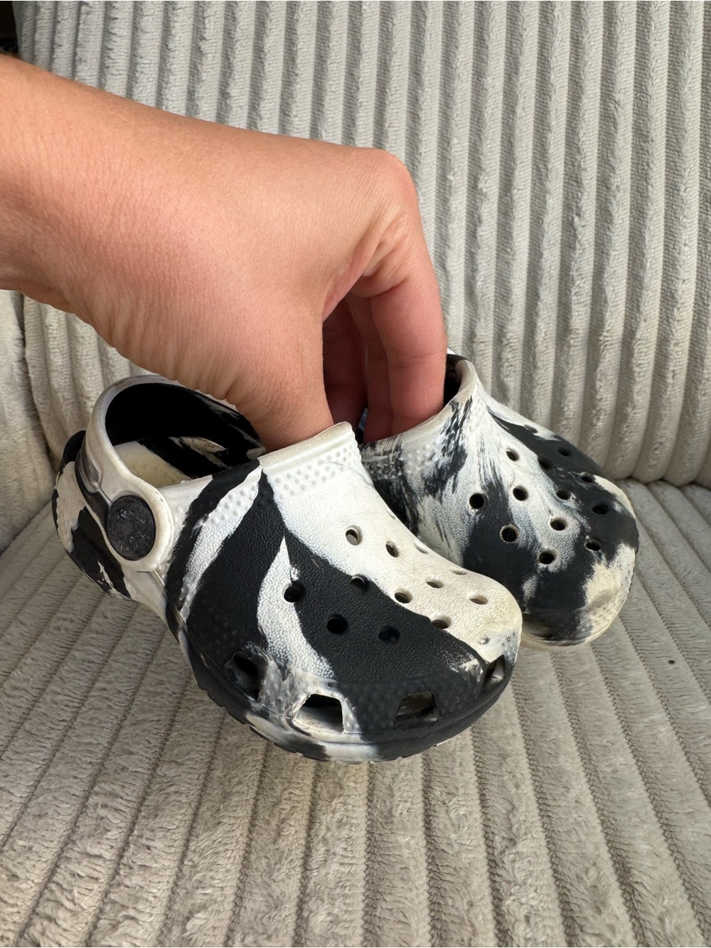 CROCS Black and White Marbled Baby Toddlwe Clogs c5